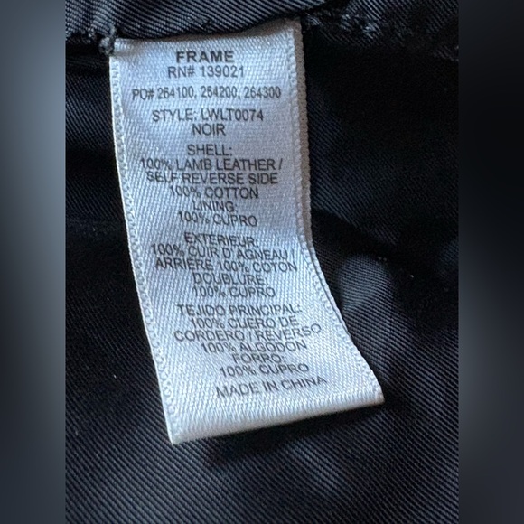 FRAME Black Lamb Leather Skirt with Zipper Detail - Picture 16 of 16